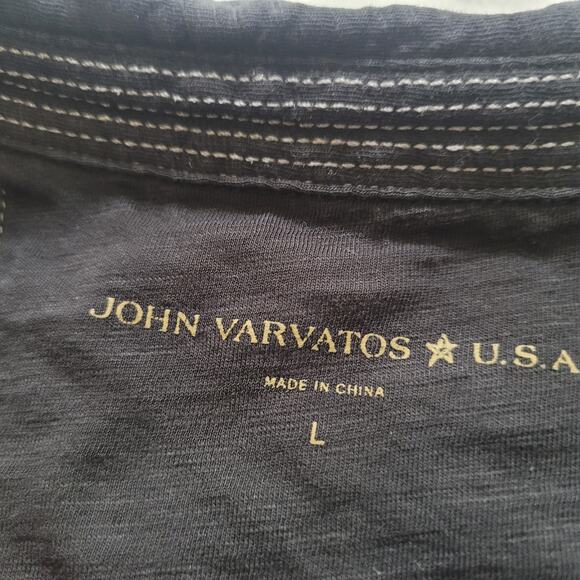 John Varvatos Star USA Size L Black Peace Polo shirt modern minimal sleek smart - Picture 7 of 11
